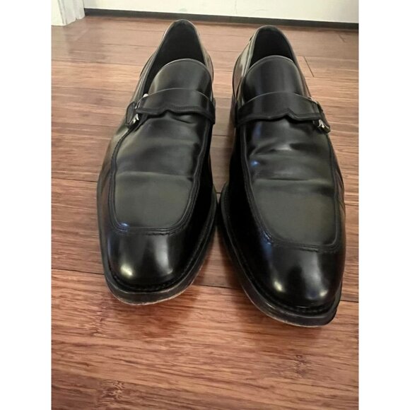 Salvatore Ferragamo Men's Black Leather Horse Bit Buckle Loafers - Size 10.5 - Picture 12 of 14